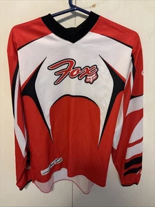 Vintage Fox Racing Motocross Dirtbike Jersey Long Sleeve Shirt Red  Size L - Picture 1 of 14