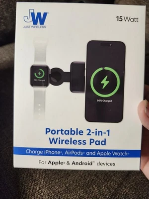 USB-CJust inalámbrico 2 en 1 carga Apple y Android precio de venta sugerido por el fabricante 32,99 USD nuevo en caja CP #350 Foto 1 de 3