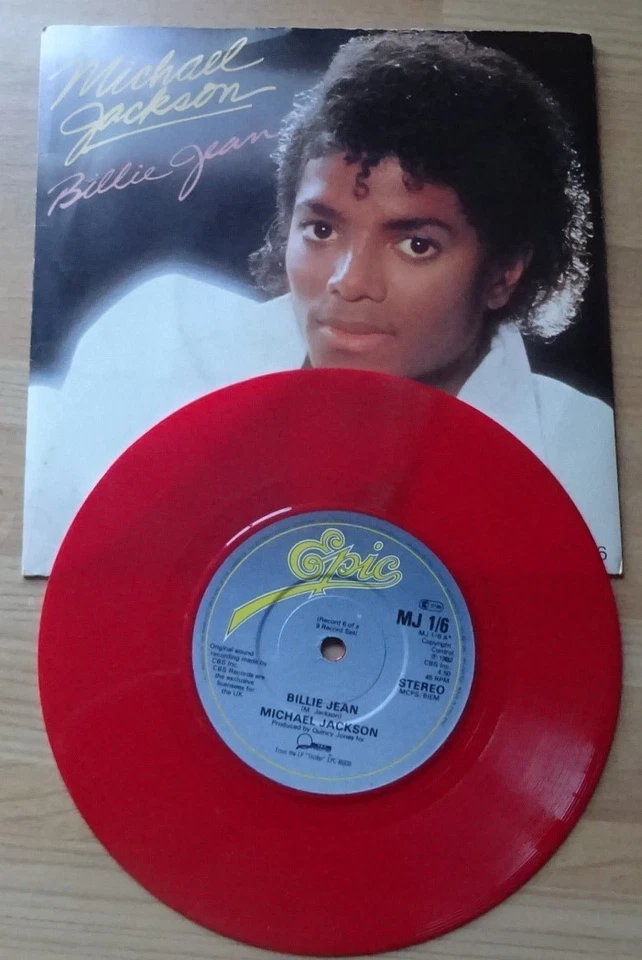 MICHAEL JACKSON-BILLIE JEAN--RED VINYL-7" VINYL SINGLE-UK EPIC--MJ1-6--V/G+ - Image 1 of 1