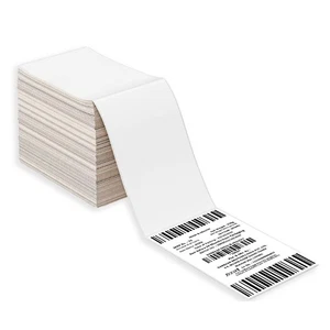 8000 etiquetas 4" x 6" Fanfold etiquetas térmicas directas sin cinta 2000 etiquetas/pila - Imagen 1 de 8