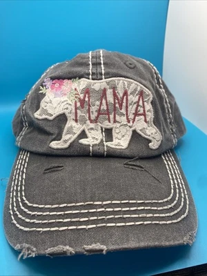 Khbetos Black Lace Mama Bear Baseball Cap adjustable closure - Image 1 of 3