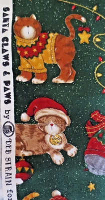 SANTA CLAWS AND PAWS DEB STRAIN FOR MODA FABRICS PATTERN 190756 100% COTTON 2 YD - Image 1 of 4
