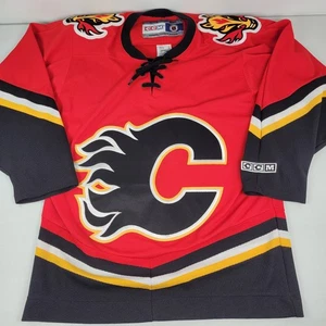 Calgary Flames Blasty Jersey Adult Small Home Red CCM Maska Vintage Air Knit - Picture 1 of 12