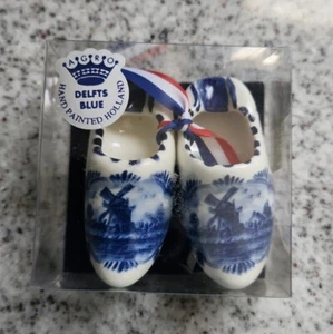 DELFT BLUE 2" MINIATURE DUTCH CLOGS MINI SHOES HAND PAINTED NEW - Bild 1 von 8