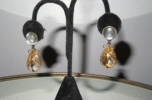 Vintage Sterling Silver Pools Of Light Earrings Signed DLR Ster & LM 925 Gilted - Picture 1 of 16