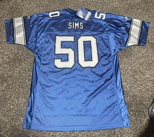 NWT Autographed Ernie Sims #50 Detroit Lions Reebok Large Mens Football Jersey - Picture 1 of 5
