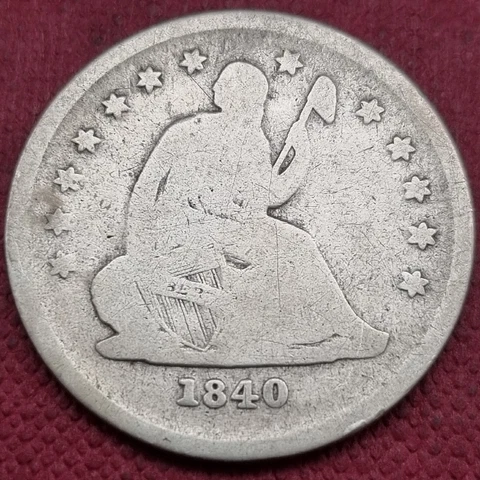 1840 O Seated Liberty Quarter 25c Circulated #59235 Cover