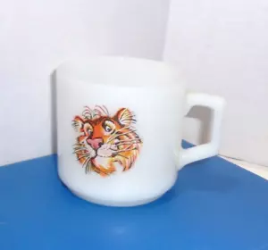 1960's Fire King Esso Oil Tiger Gas Station Coffee Mug Milk Glass Gas Oil - Picture 1 of 5