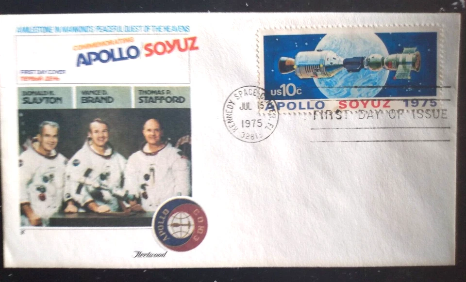 RUSSIA SPACE SOYUZ  COOPERATION W/AMERICA 1975 ASTRONAUTS FLEETWOOD CACHET FDC - Image 1 of 1