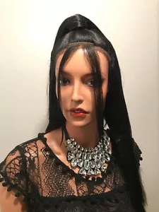 NWT MayDe Ear To Ear Lace Black Long Fashion Ponytail Styled Wig - Picture 1 of 8