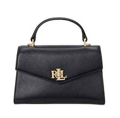 RALPH LAUREN Farrah Small Leather Top-Handle/Crossbody Satchel Black $295 - Image 1 of 4