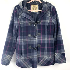 Route 66 Woman's Purple/Pink plaid lined Hooded jacket/coat Size Large - Picture 1 of 7