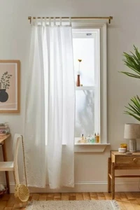 Amelia White Cotton Curtain Panel Extra Wide Elegant Window Valance Indian Style - Picture 1 of 4