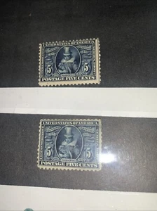 STAMPS-#330 USA (2) 5CENT 1907 JAMESTOWN/POCAHONTAS DARK BLUE & BLUE.. FINE - Picture 1 of 1