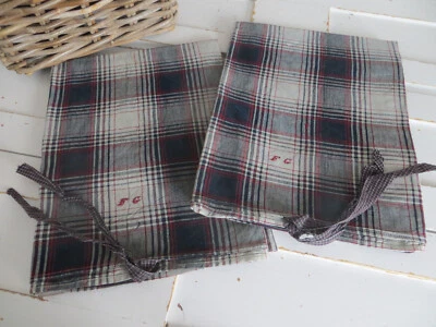 Antique Pair of two Pillowcases Cover   Handwoven Linen  Vintage Monogram - Image 1 of 4