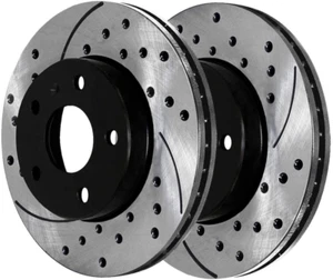 Autoshack Front Drilled Slotted Brake Rotors Black Pair of 2 Driver and Passenge - Picture 1 of 2