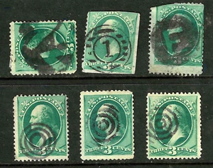 Collection Fancy Cancels Shades Collection 3 Cent Washington 1871-1883 US 34F52 - Picture 1 of 3