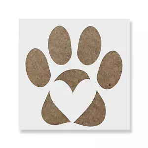Paw Print With Heart Stencil - Reusable Mylar Stencils for Painting - Picture 1 of 5