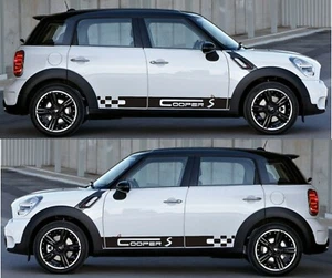 Checker Sticker Decal Side Door Stripe Graphics Body Kit for Mini Cooper S Hatch - Picture 1 of 15