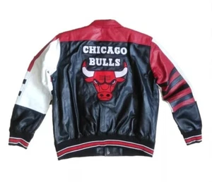 Chicago Bulls NBA Fan Varsity Real Leather Jacket | Men's All Sizes Available - Picture 1 of 3