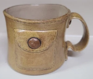 Vintage Retro Ceramic Khaki Denim Design Coffee Mug Ceramic Glazed - Picture 1 of 8