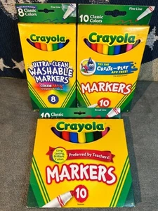 🖍️ 3 Boxes / 28 CRAYOLA Classic Color Markers - 8 are Ultra Clean Washable’s - Picture 1 of 8