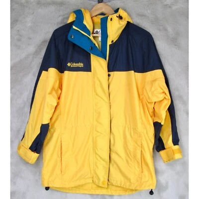 Abrigo de lluvia vintage Y2K para mujer Columbia talla S chaqueta de esquí con capucha amarillo negro Foto 1 de 4