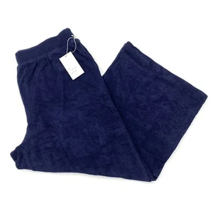 A New Day Womens Size L High-Rise French Terry Wide Leg Pull-On Pants Navy - Picture 1 of 14