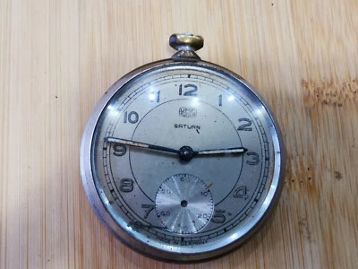 RELÓGIO DE BOLSO VINTAGE FEITO NA RDA UMF, RHLA, SATURNO - Imagem 1 de 4