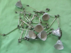 Unusual long glass bead and bell silver Christmas tree garland Japan - Picture 1 of 4