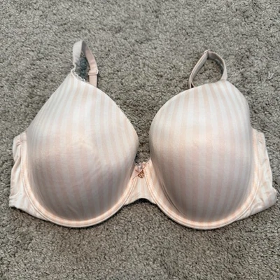 Sujetador Victoria’s Secret Body de Victoria Forrado Cobertura Perfecta 36DDD Rosa Rayas Foto 1 de 4
