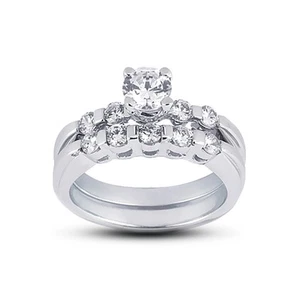 Klassischer Ring 5,35 kt G-SI1 runder natürlicher Diamanten Plat mit Ehering - Bild 1 von 3