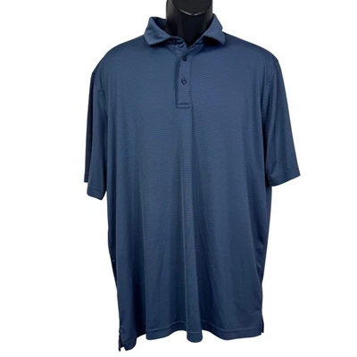 Pebble Beach Dry Luxe Performance Blue Striped Golf Polo Size XL  - Image 1 of 4