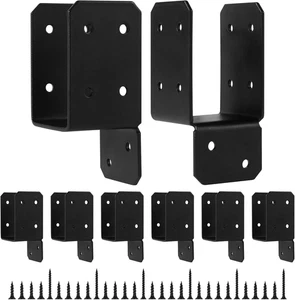 Soporte de amarre de tapas negras de 16 piezas para poste 2X4, conector de anclaje de poste de acero al carbono Mo - Imagen 1 de 12