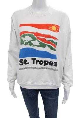 Mother Women Pullover Sweatshirt White Cotton Crew Neck Long Sleeve Size M - Image 1 of 4