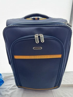 Polo Sport Ralph Lauren Vintage 23” Equipaje con ruedas Rolling Classy Azul marino y amarillo Foto 1 de 4