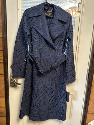 NWT - Kathy Ireland Belted Eyelet Trench Jacket M - Image 1 of 4