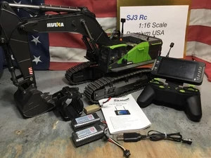 FPV Modified Huina 1593 RC Excavator 1:14 w/FPV Monitor DVR 2 Batteries, Grabber - Picture 1 of 17