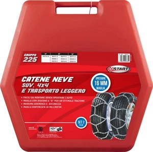 Set Zwei Teile Schneeketten 16MM Gruppe 225 für SUV 4x4 Und Verkehr Licht Sta - Picture 1 of 8