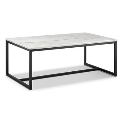 Mesa de cóctel rectangular Magnussen Home Torin de mármol blanco y negro mate Foto 1 de 3