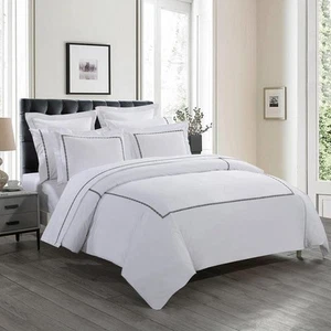 TENCEL Lyocell and Cotton Blend Embroidered Black King Duvet Cover Set - Picture 1 of 3