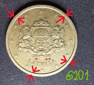 Letonia, 50 céntimos de euro, 2014 muy raro sello de moneda defecto Peso 7,76 g - Imagen 1 de 2