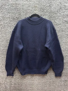 Agnes B Homme Ribbed Knit Crew Neck Sweater Navy Blue Men's Size 4 - Imagen 1 de 11