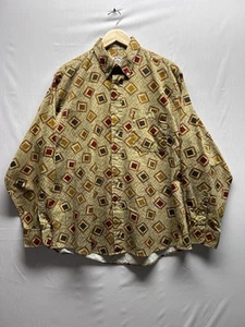 Camisa De Colección Sears Roebuck Para Hombres Grande Dorado Marrón Disco Geométrico Brushpopper - Imagen 1 de 8