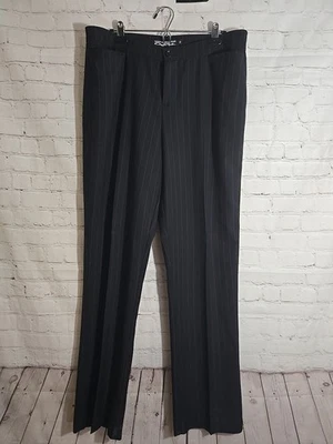 Calça feminina perna larga tamanho 16 preta listra vermelha Boss B*tch CorporateGoth  - Imagem 1 de 4