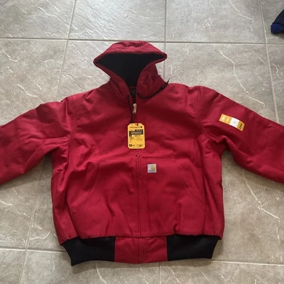 Chaqueta activa aislada Carhartt J140 holgada firme de franela de pato forrada roja talla L Foto 1 de 4