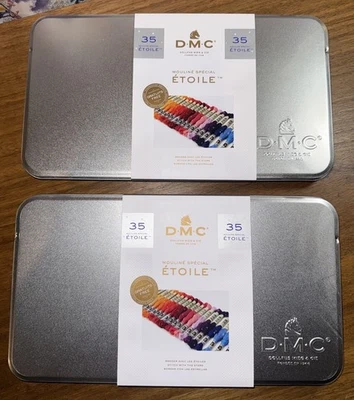 (2) DMC MOULINE SPECIAL ETOILE 35 NEW COLORS "SPARKLE" FLOSS KIT IN METAL CASE - Image 1 of 2
