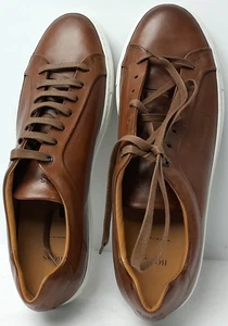 Hugo Boss Brown Leather Lace Up Size 12 Tennis Sneakers Mirage - Picture 1 of 7