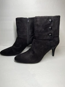 New Fioni Women's Black Faux Suede stiletto Heel Ankle Bootie Boots Size 12 - Picture 1 of 5