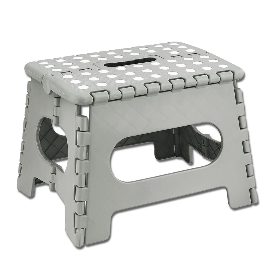 Grey Folding Step Stool Portable Lightweight Space Efficient Non-Slip Stool - Image 1 of 4